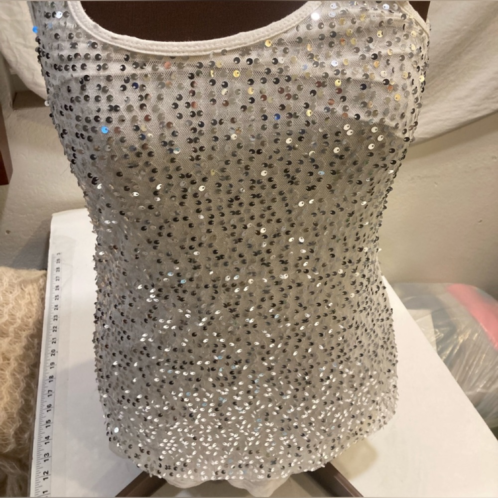 Ya Sequin Sparkle Tank Top with Front Lining Size Large